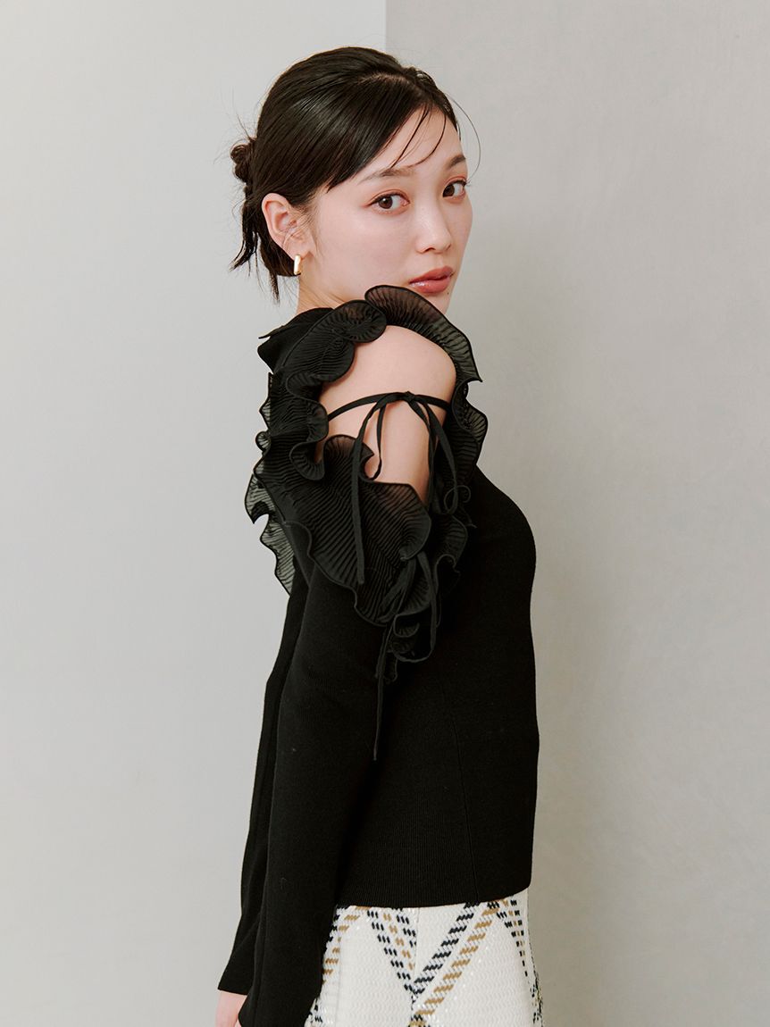 SNIDEL「プリーツフリルニットプルオーバー」|ニット・セーター|