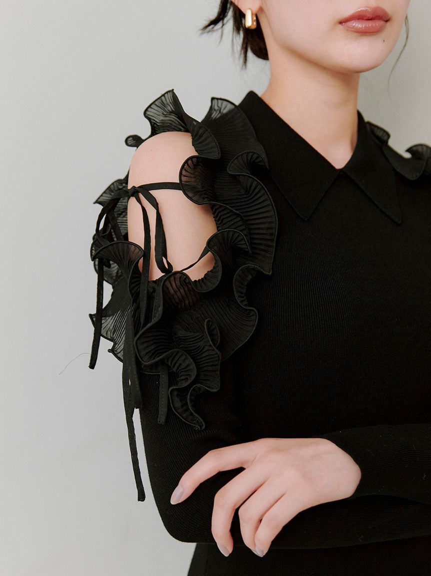 SNIDEL「プリーツフリルニットプルオーバー」|ニット・セーター|