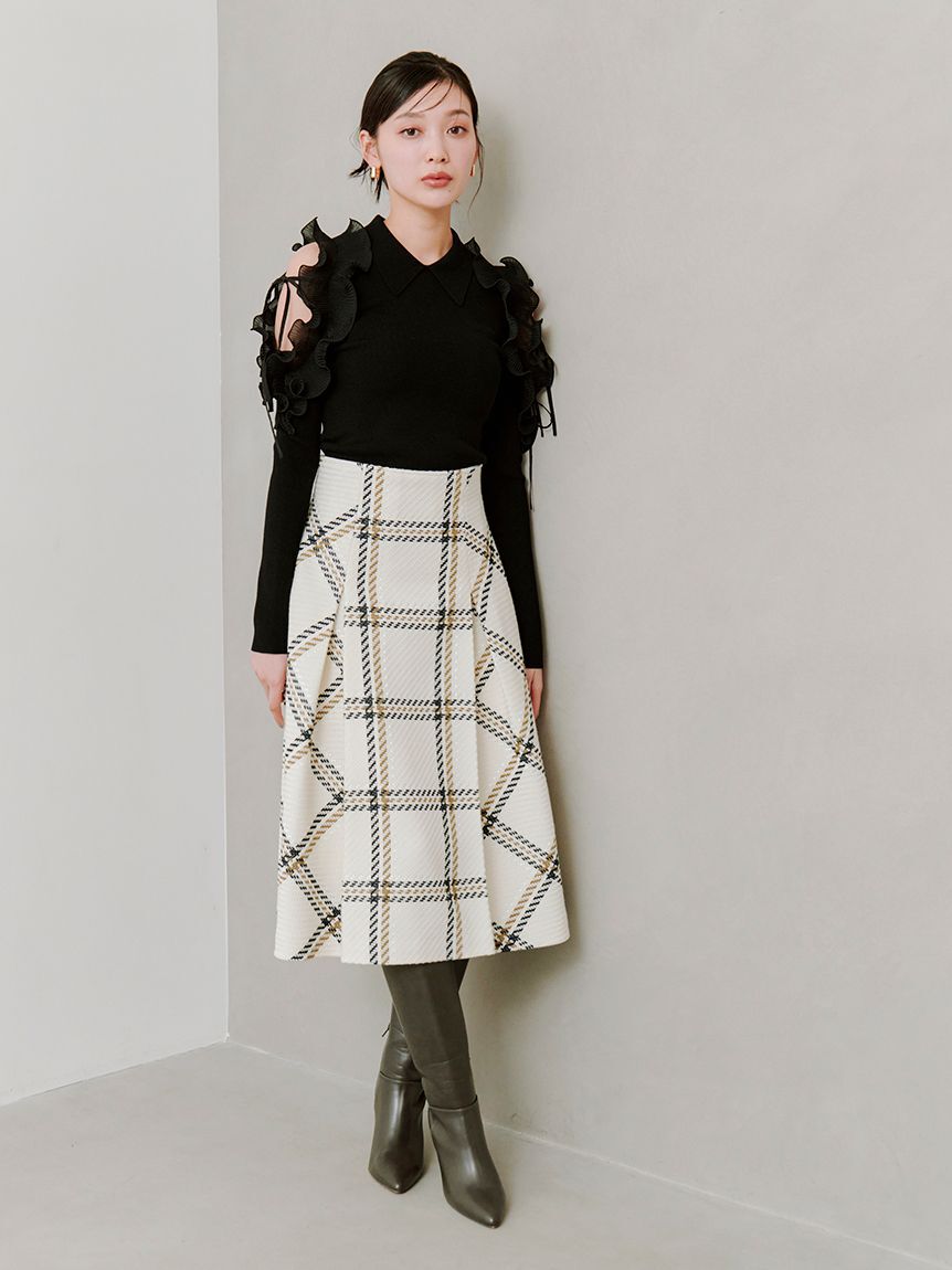 SNIDEL「プリーツフリルニットプルオーバー」|ニット・セーター|