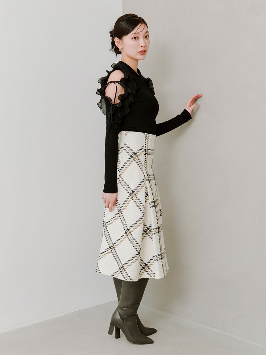 SNIDEL「プリーツフリルニットプルオーバー」|ニット・セーター|