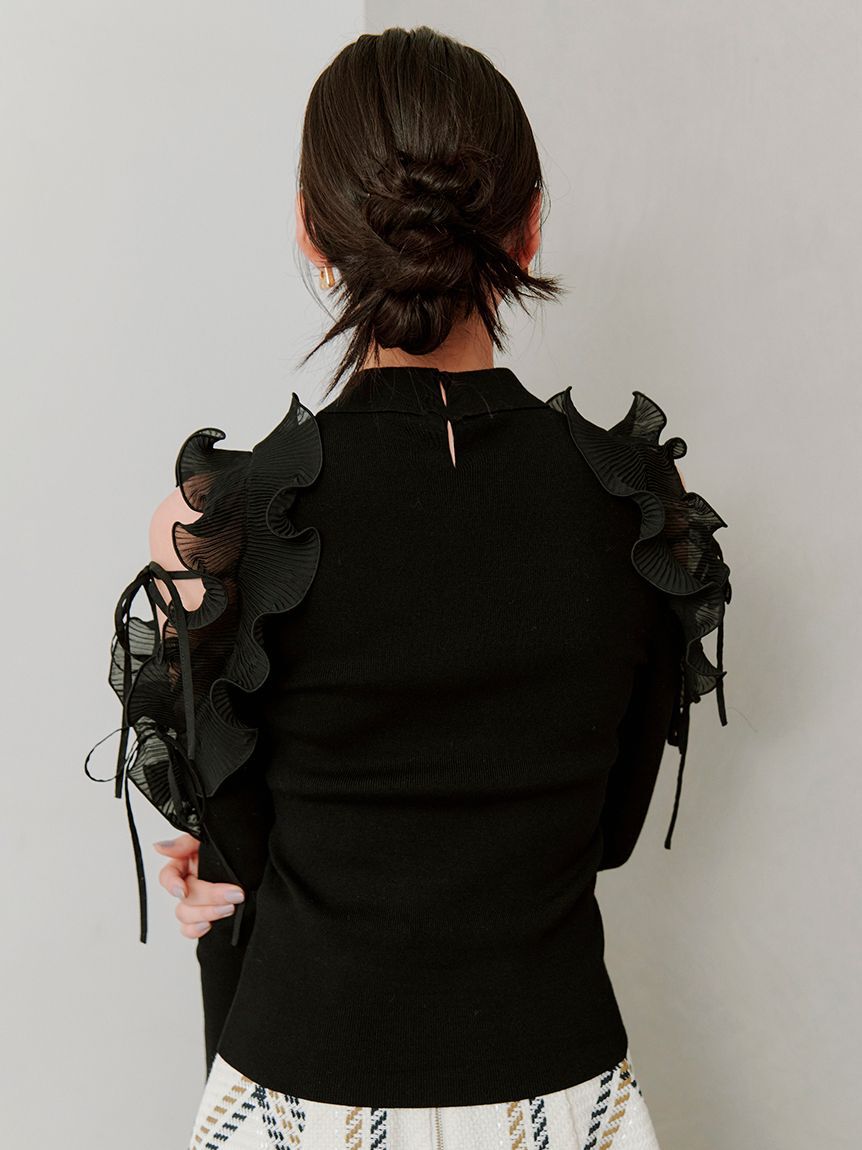 SNIDEL「プリーツフリルニットプルオーバー」|ニット・セーター|