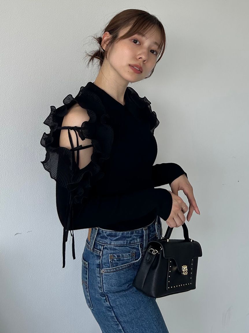 SNIDEL「プリーツフリルニットプルオーバー」|ニット・セーター|