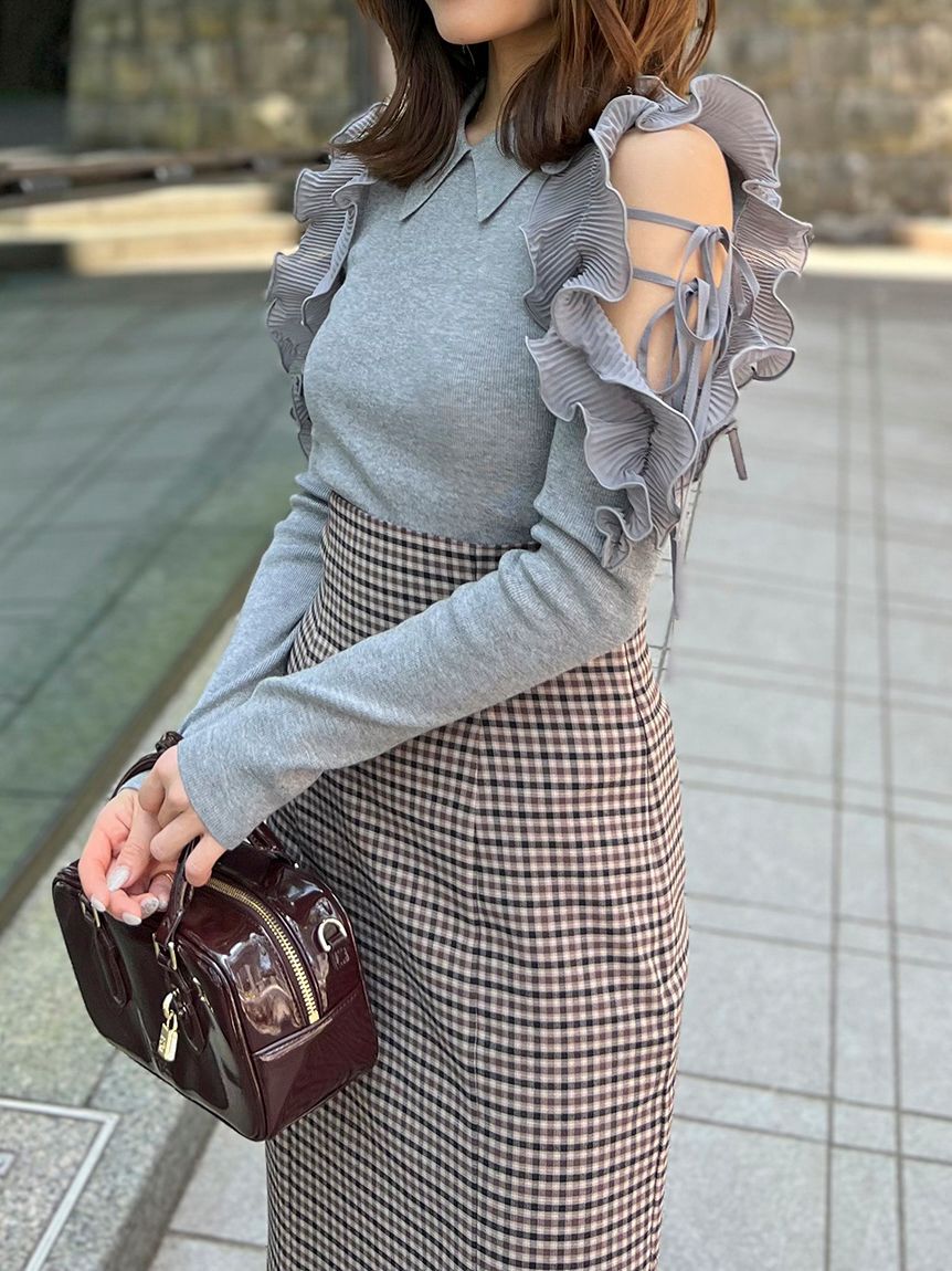 SNIDEL「プリーツフリルニットプルオーバー」|ニット・セーター|