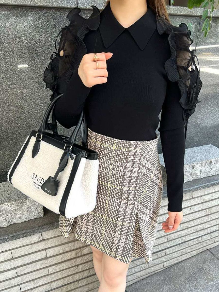 SNIDEL「プリーツフリルニットプルオーバー」|ニット・セーター|