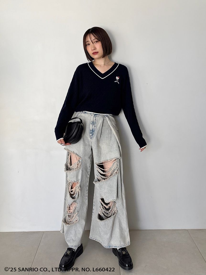 SNIDEL「【HELLO KITTY】ケーブルプルオーバー」|ニット・セーター|