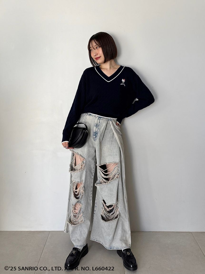 SNIDEL「【HELLO KITTY】ケーブルプルオーバー」|ニット・セーター|