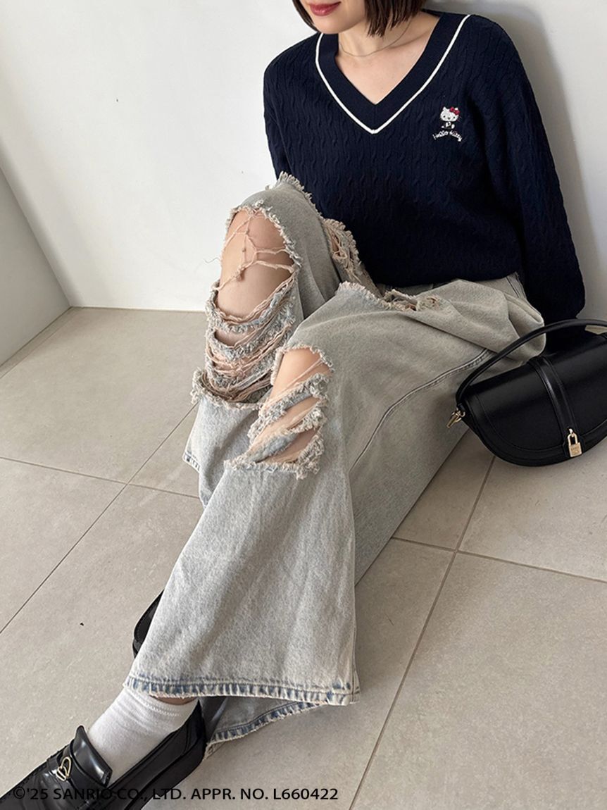 SNIDEL「【HELLO KITTY】ケーブルプルオーバー」|ニット・セーター|