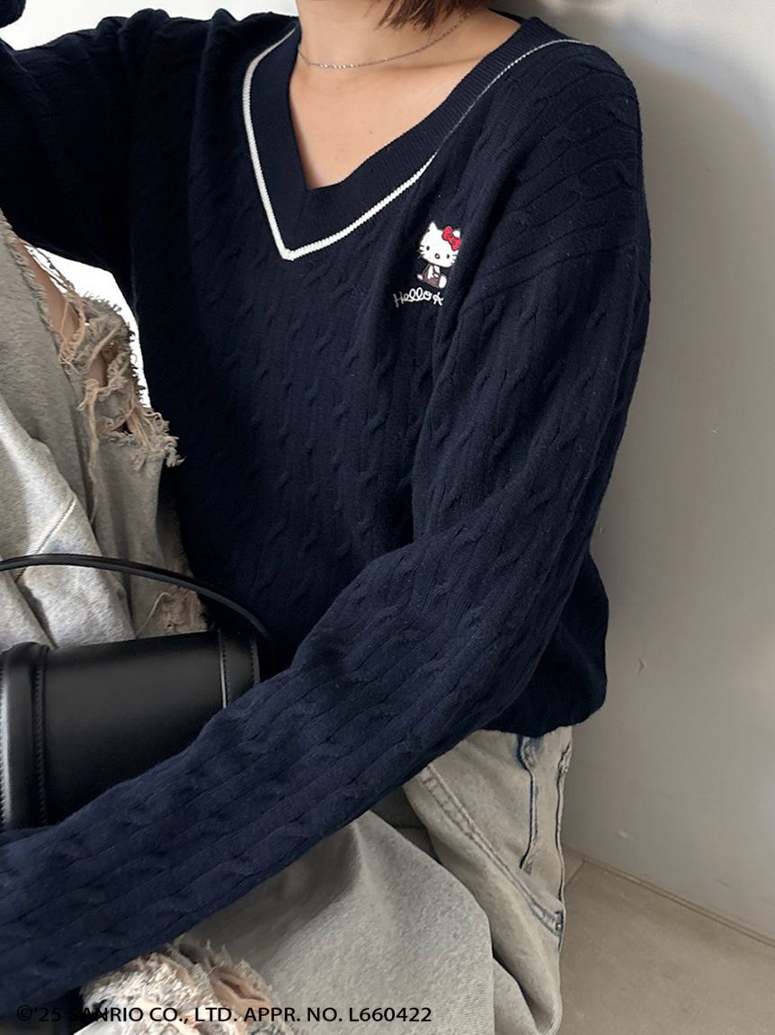 SNIDEL「【HELLO KITTY】ケーブルプルオーバー」|ニット・セーター|NVY