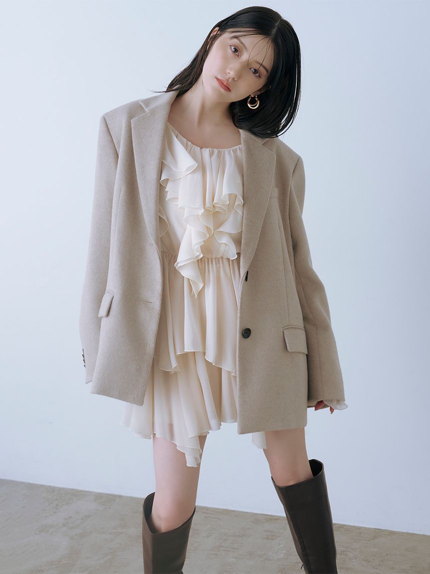 SNIDEL「オーバーサイズコートジャケット」|テーラードジャケット|BEG