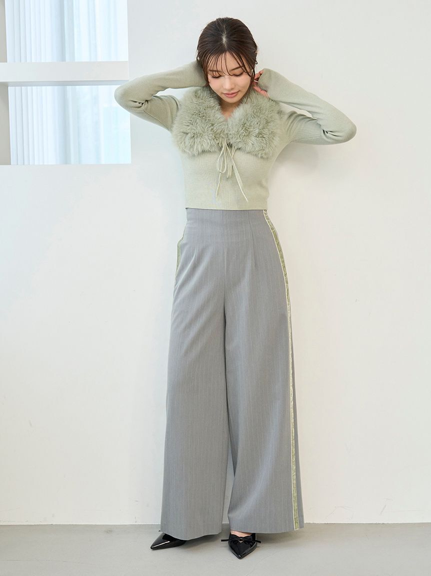 SNIDEL「バックリボンレースアップラインパンツ」|チノ|