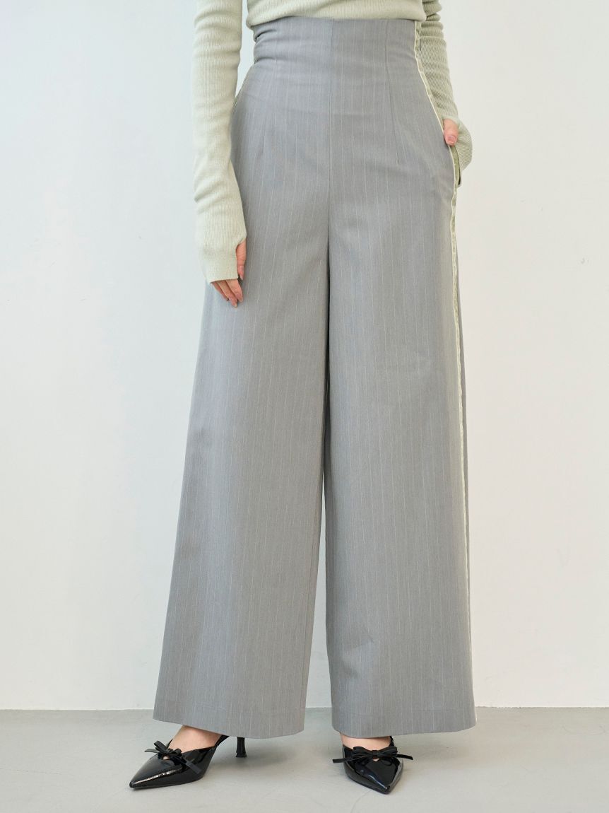 SNIDEL「バックリボンレースアップラインパンツ」|チノ|