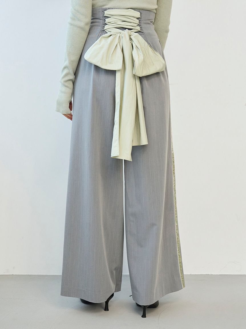 SNIDEL「バックリボンレースアップラインパンツ」|チノ|