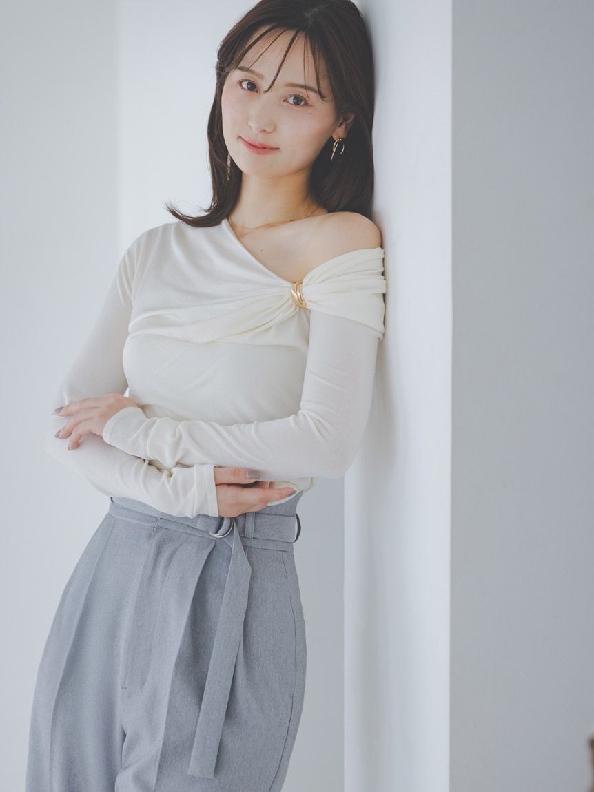 SNIDEL「デザインメタルドレープニットプルオーバー」|ニット・セーター|IVR