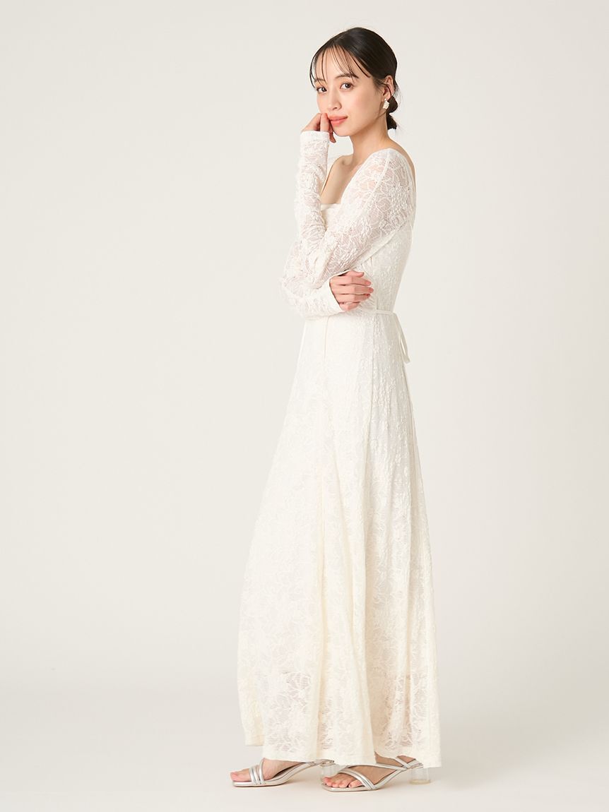 FRAY I.D「スクエアネックストレッチレースワンピース」|ワンピース|