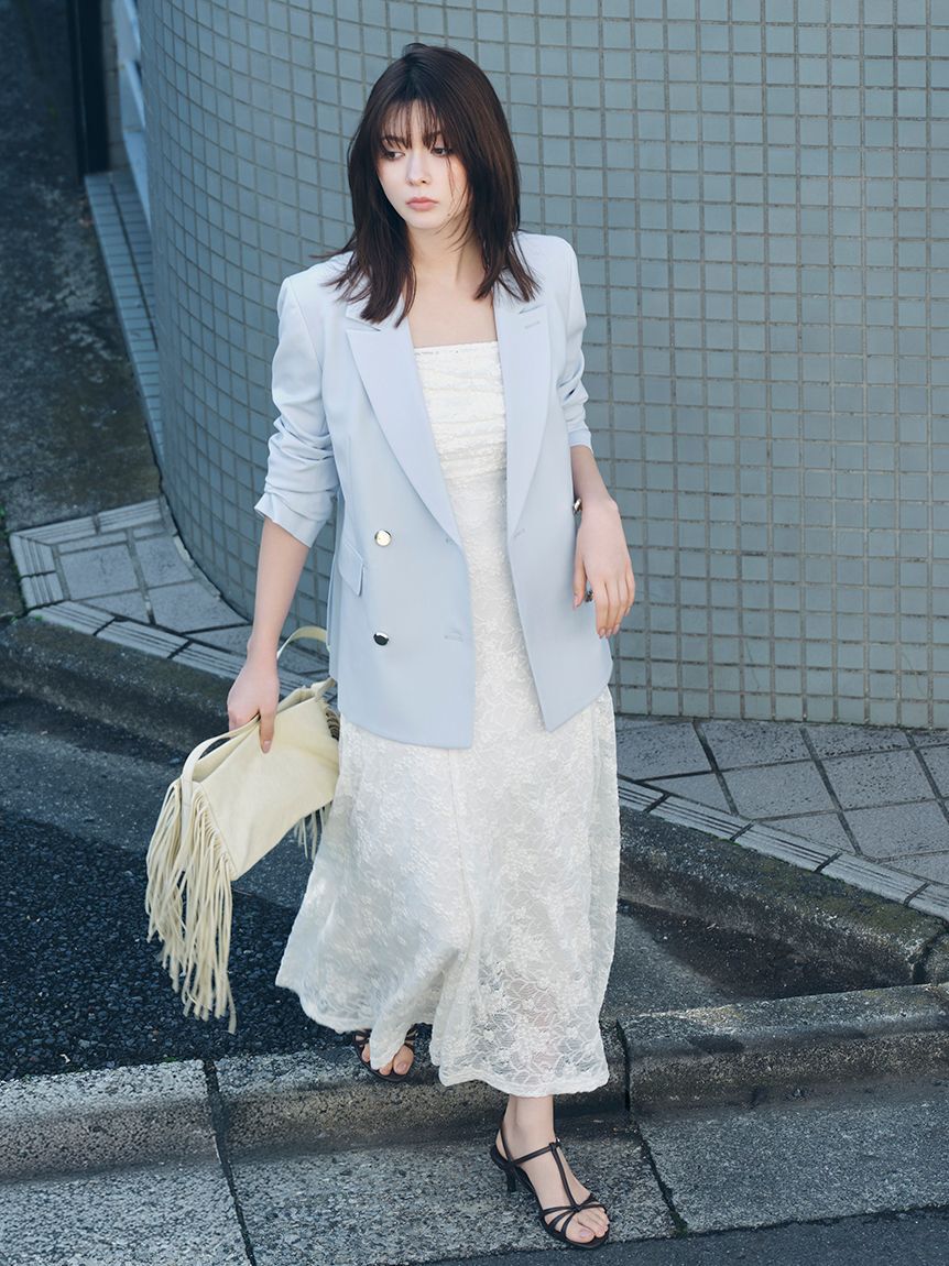 FRAY I.D「スクエアネックストレッチレースワンピース」|ワンピース|