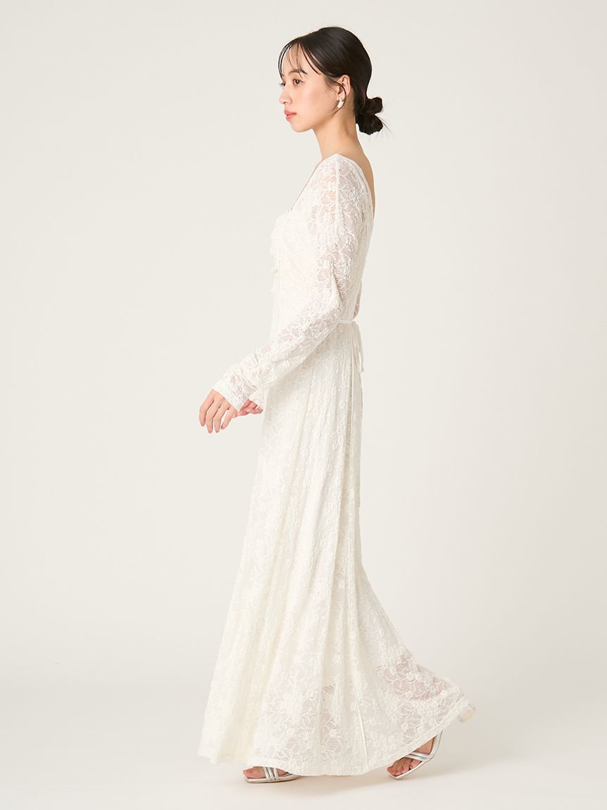 FRAY I.D「スクエアネックストレッチレースワンピース」|ワンピース|