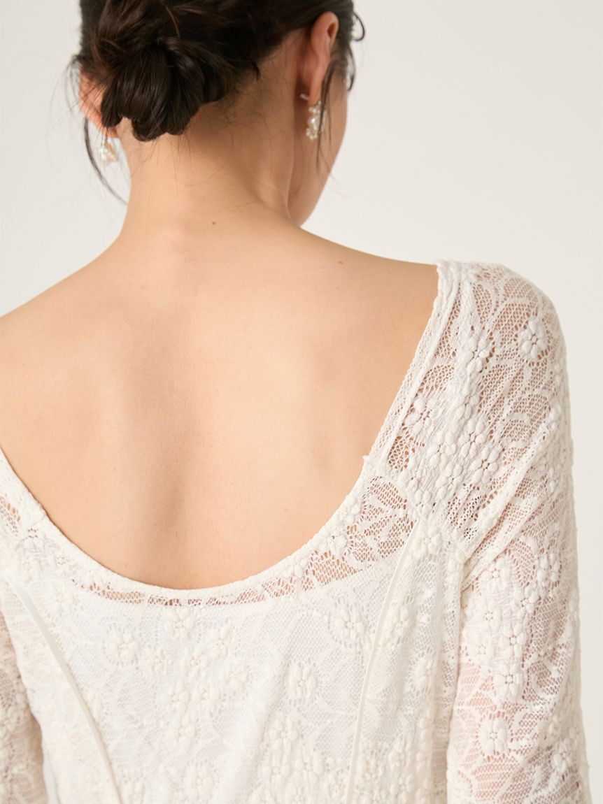 FRAY I.D「スクエアネックストレッチレースワンピース」|ワンピース|