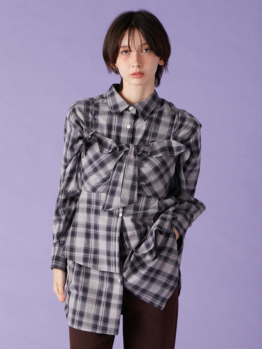 LILY BROWN「Lily Bearチェックオーバーシャツ」|シャツ・ブラウス|