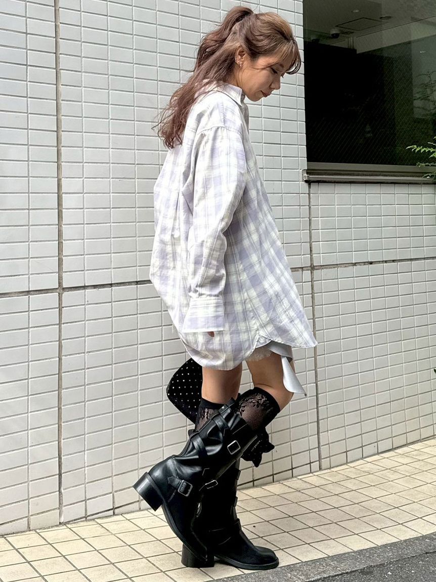 LILY BROWN「Lily Bearチェックオーバーシャツ」|シャツ・ブラウス|