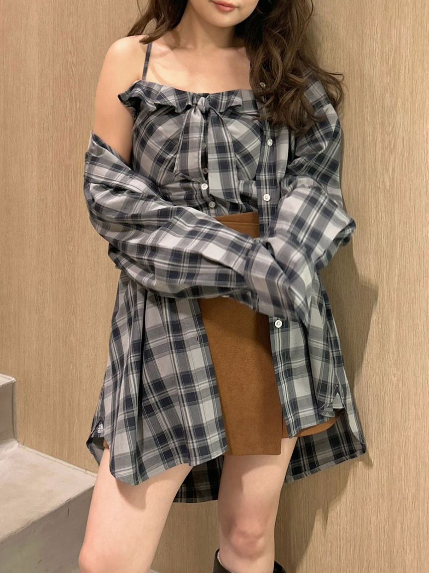 LILY BROWN「Lily Bearチェックオーバーシャツ」|シャツ・ブラウス|