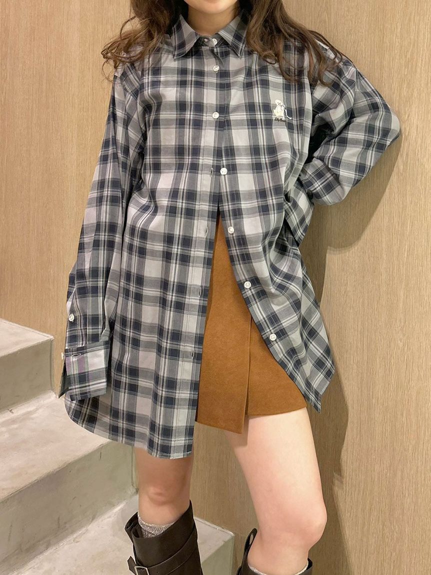 LILY BROWN「Lily Bearチェックオーバーシャツ」|シャツ・ブラウス|NVY