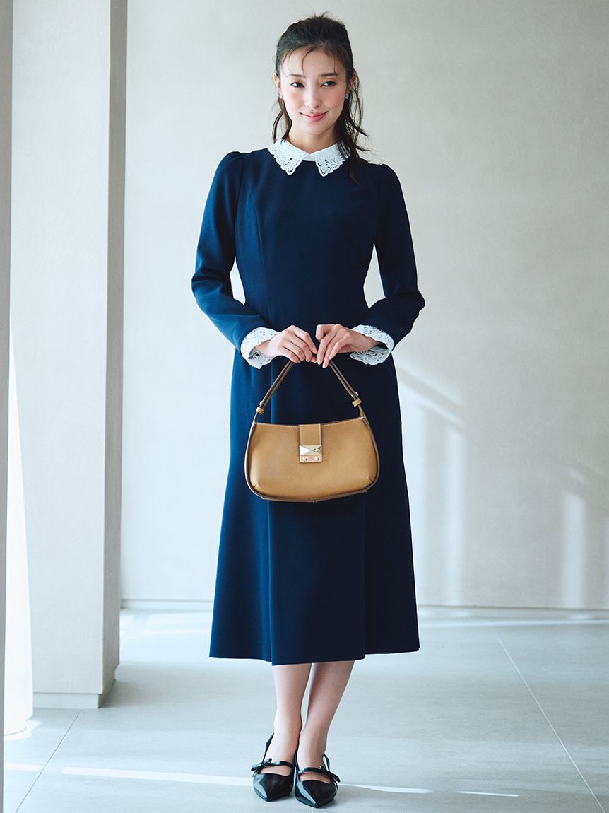 CELFORD「【洗える】刺繍レース付きマーメイドワンピース」|ワンピース|