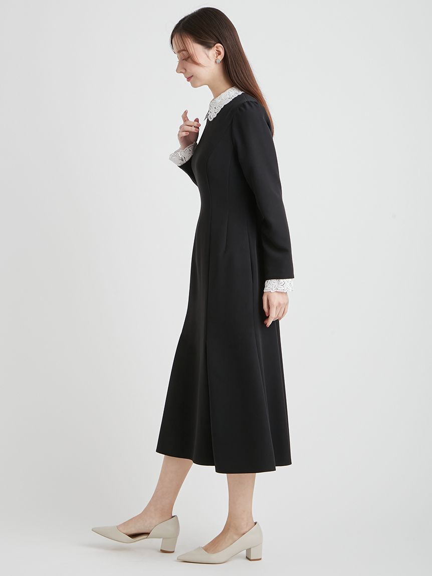 CELFORD「【洗える】刺繍レース付きマーメイドワンピース」|ワンピース|