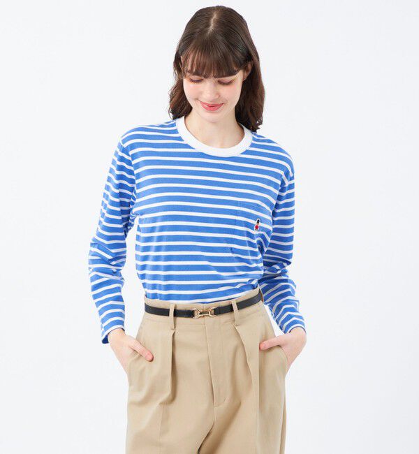 MACKINTOSH PHILOSOPHY「バッキンガムベア ボーダーポケットロンT」|Tシャツ・カットソー|ブルー