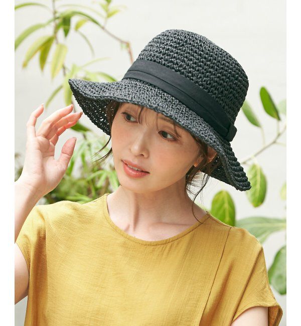 ikka「雑材こま編みハット」|その他|ブラック