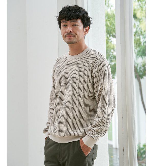 ikka「ビッグワッフルクルーネックプルオーバー」|パーカー|