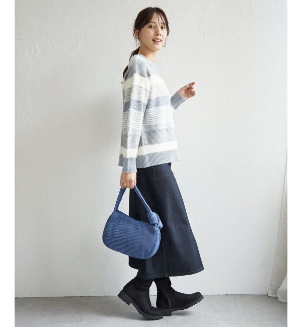 ikka「フェザー切り替えボーダーニットプルオーバー」|プルオーバー|