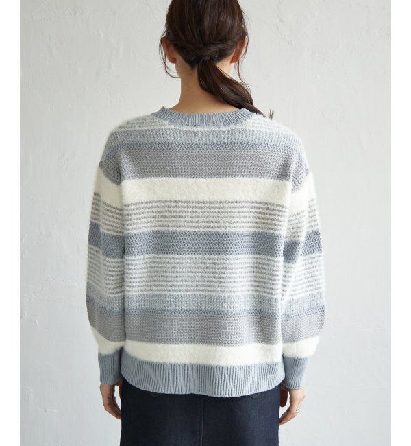 ikka「フェザー切り替えボーダーニットプルオーバー」|プルオーバー|
