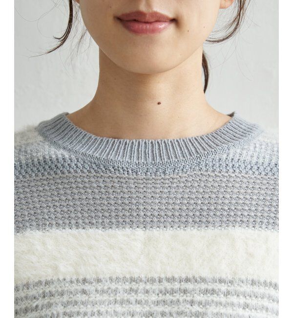 ikka「フェザー切り替えボーダーニットプルオーバー」|プルオーバー|