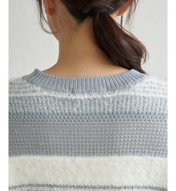ikka「フェザー切り替えボーダーニットプルオーバー」|プルオーバー|