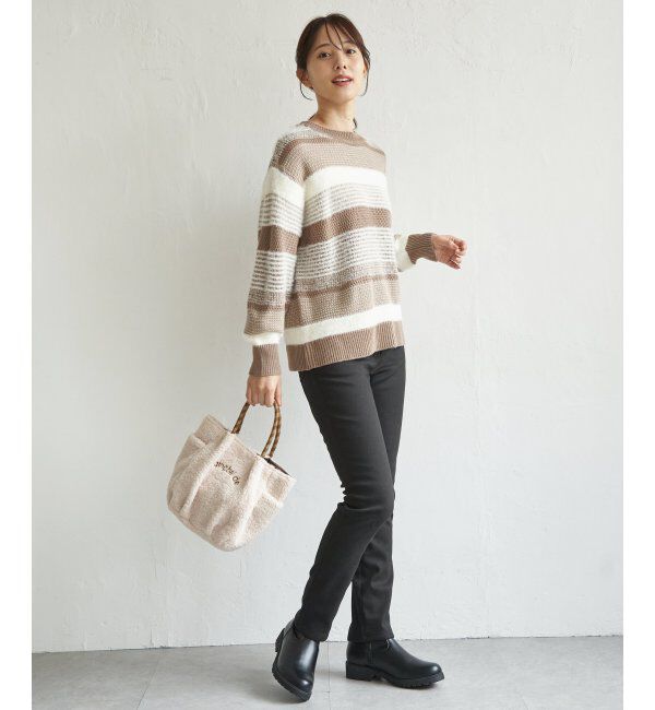 ikka「フェザー切り替えボーダーニットプルオーバー」|プルオーバー|