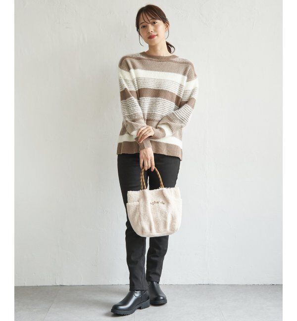 ikka「フェザー切り替えボーダーニットプルオーバー」|プルオーバー|