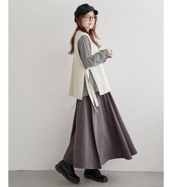 Lbc with Life「ウール混サイドリボンケーブルベスト」|ニット・セーター|