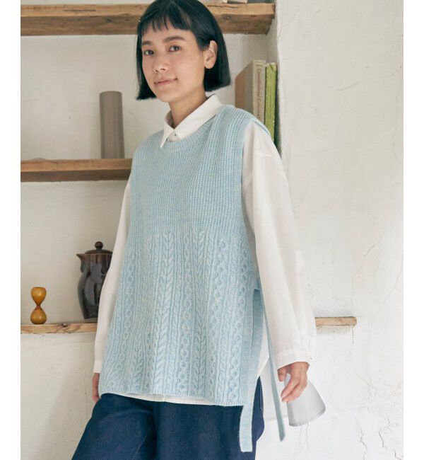 Lbc with Life「ウール混サイドリボンケーブルベスト」|ニット・セーター|
