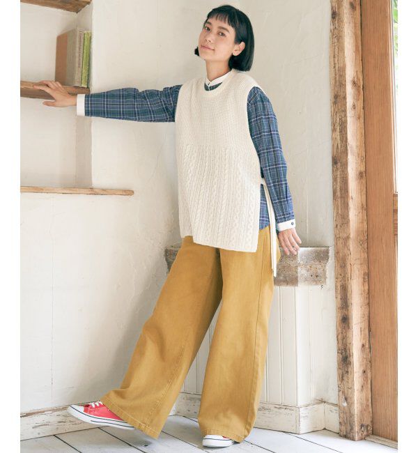 Lbc with Life「ウール混サイドリボンケーブルベスト」|ニット・セーター|