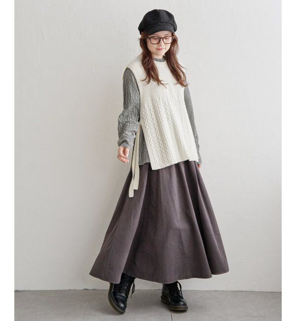 Lbc with Life「ウール混サイドリボンケーブルベスト」|ニット・セーター|