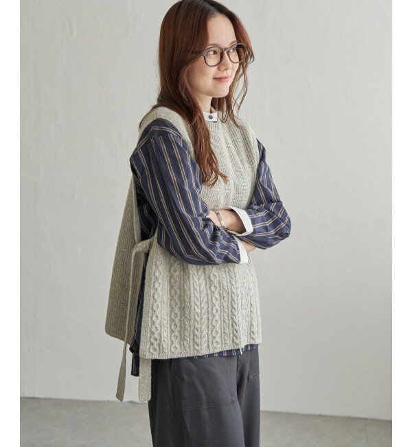 Lbc with Life「ウール混サイドリボンケーブルベスト」|ニット・セーター|