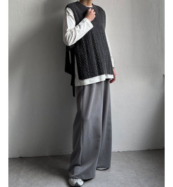 Lbc with Life「ウール混サイドリボンケーブルベスト」|ニット・セーター|