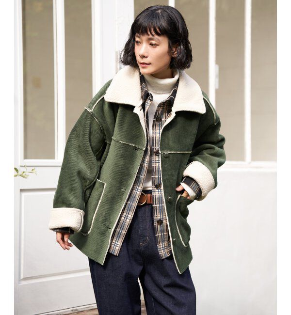 ボアコーデュロイリバーシブル襟付きジャケット（Lbc with Life