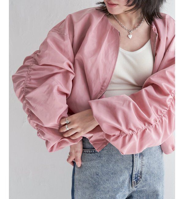 VENCE share style「袖ギャザーブルゾン」|ブルゾン・スタジャン|ピンクケイ