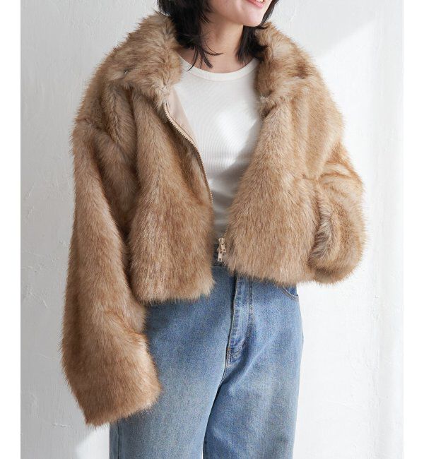 VENCE share style「フェイクファーショート丈ブルゾン」|ブルゾン・スタジャン|