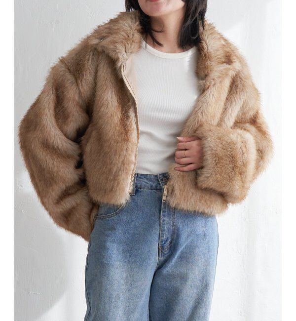 VENCE share style「フェイクファーショート丈ブルゾン」|ブルゾン・スタジャン|