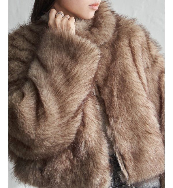 VENCE share style「フェイクファーショート丈ブルゾン」|ブルゾン・スタジャン|ブラウンケイ