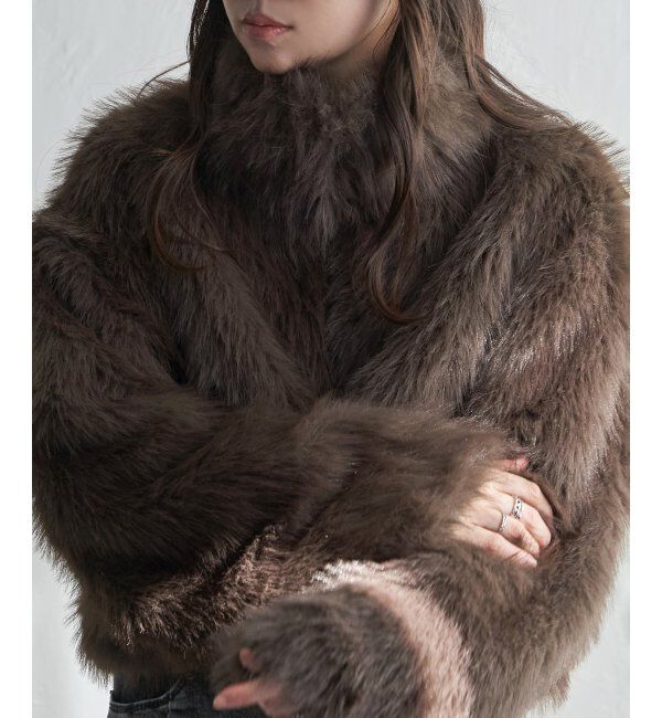 VENCE share style「フェイクファーショート丈ブルゾン」|ブルゾン・スタジャン|ブラウン