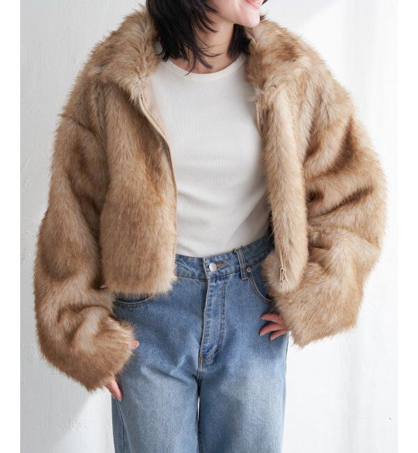 VENCE share style「フェイクファーショート丈ブルゾン」|ブルゾン・スタジャン|