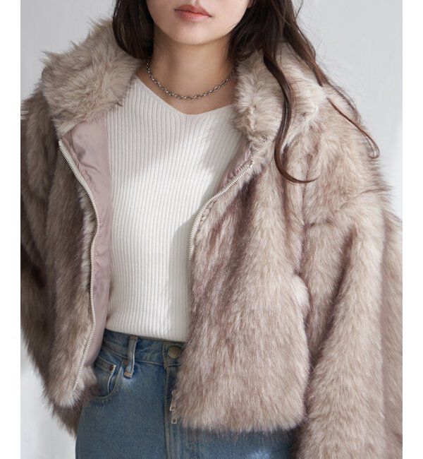 VENCE share style「フェイクファーショート丈ブルゾン」|ブルゾン・スタジャン|